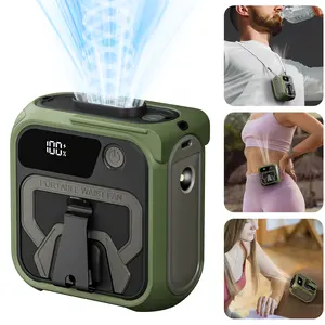 Portable Outdoor Waist Fan with Flashlight, LED Display, 10000mAh Battery Power Bank, 5 Speeds Airflow, 8H Runtime