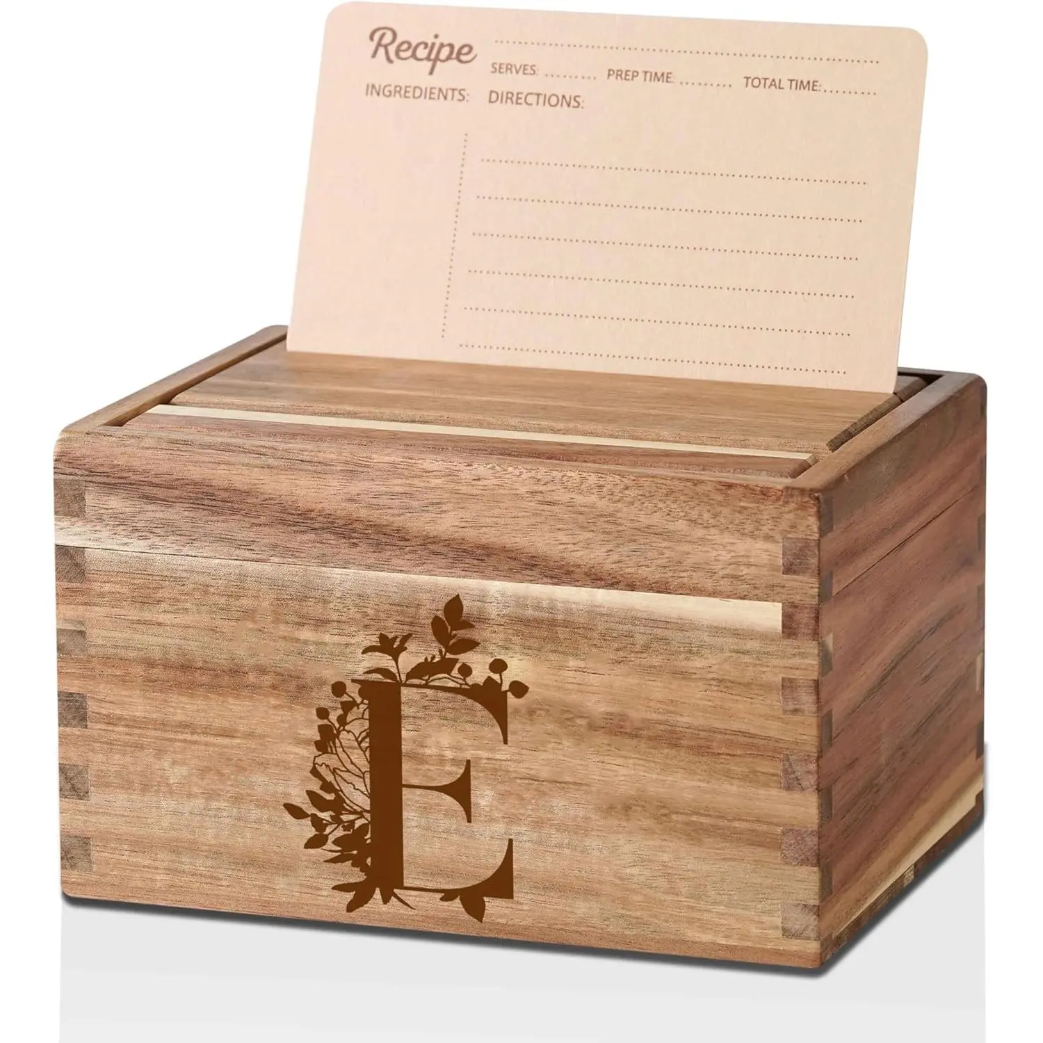Personalized Gifts Recipe Box, Personalized Initial Recipe Card Holder Box with 50 4 x 6 inch Recipe Cards, 10 Dividers, Initial Recipe Organize