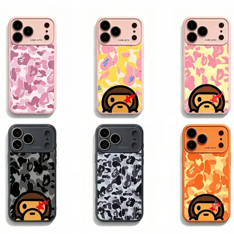 Bape Camo Shockproof Polycarbonate Protective Phone Cover - Handheld Device Accessory with Button Protection, Compatible with iPhone 17/16/15/14/13/12/11 ProMax/Plus & Samsung Galaxy S23FE/22/23