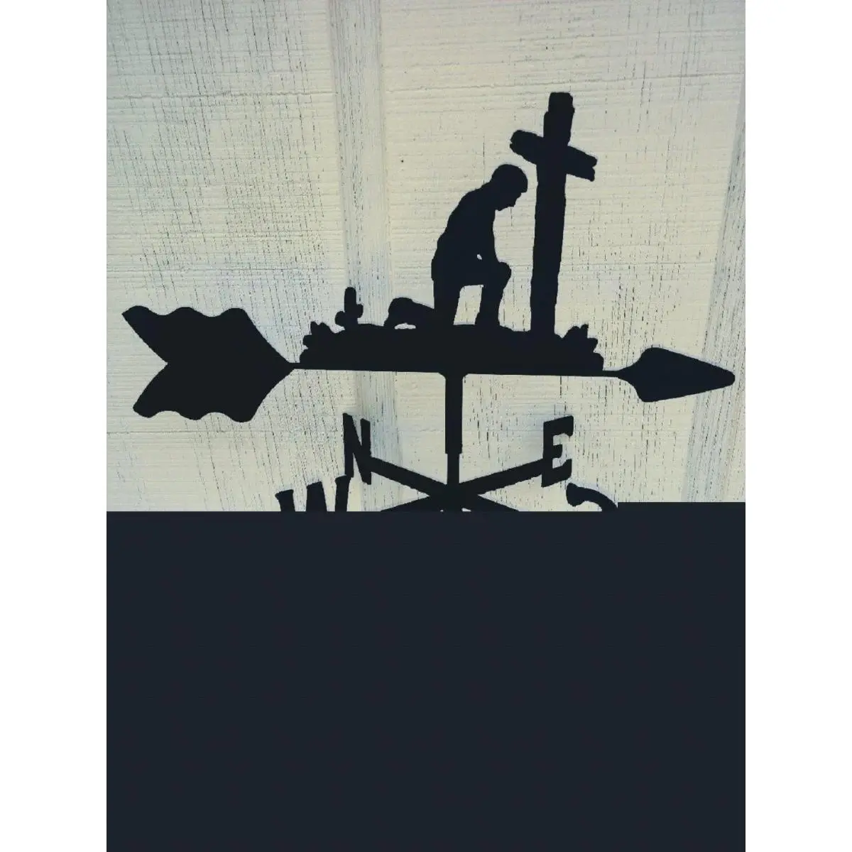 212 MAIN Plasma-Cut Handcrafted Praying Man Roof Mount Weathervane - Lazy Scroll Design, Rust-Proofed Steel Construction, Paint-Ready, Hangable, Shelf-Compatible, Home & Garden Decor