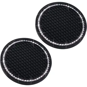 Cup Holder Coasters, Bling Cup Holder Insert Coaster  Interior Accessories-2.75 inch  Anti Slip  Rhinestone  Coaster-Universal (Pack of 2)