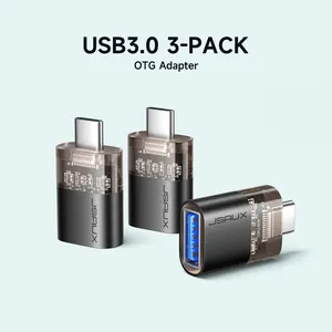 JSAUX  USB C Male to USB Female OTG Adapter 3.0 [3 Pack], Compatible with MacBook, iPhone, Samsung Galaxy, All USB C Smartphone Cellphone-Black