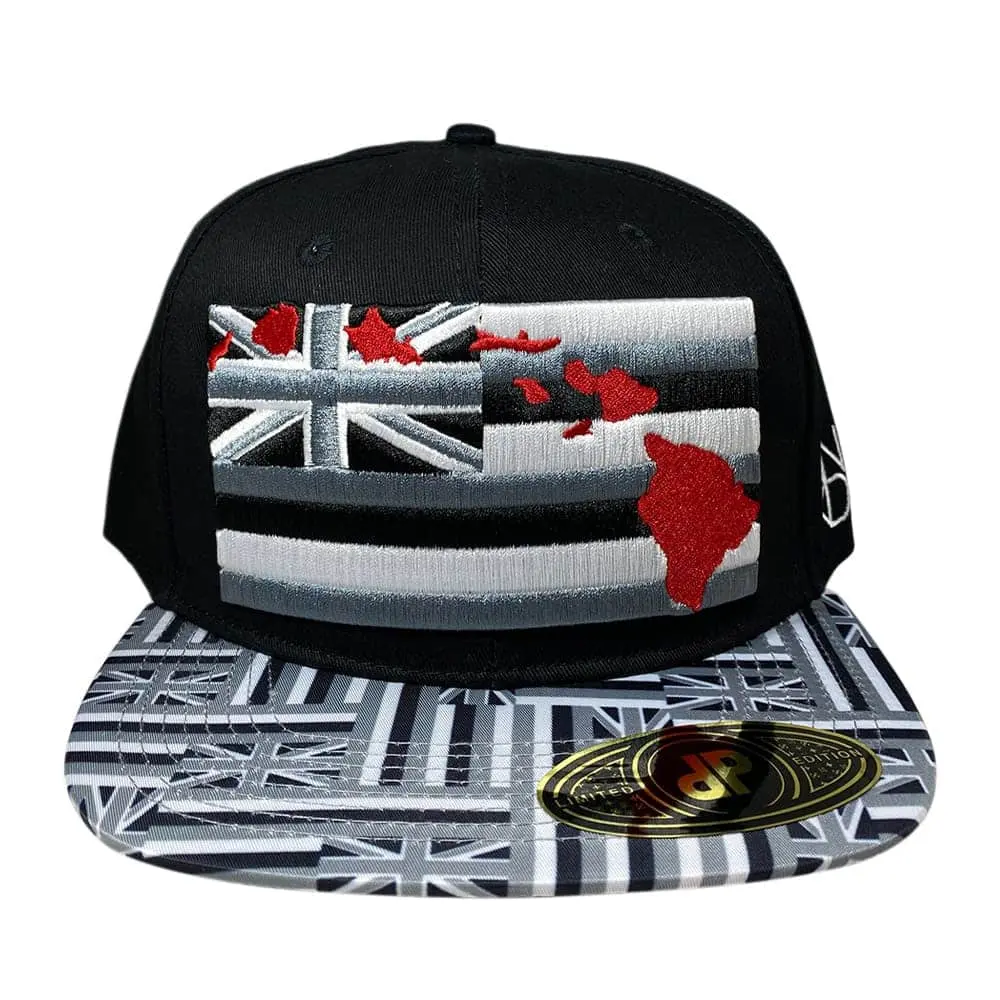 ALL ANXD 3D Hawaii Flag With Hawaiian Islands | 58cm Adjustable Snapback Hats | 3D Puff Embroidered Hawaiian Flag & Hawaiian Islands