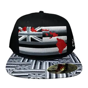 ALL ANXD 3D Hawaii Flag With Hawaiian Islands | 58cm Adjustable Snapback Hats | 3D Puff Embroidered Hawaiian Flag & Hawaiian Islands