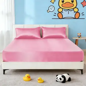 Silky Satin Sheet Set for Kids Soft Cooling Hair Friendly Bedding Set Fitted Sheet with Pillowcase 16 Inches Deep Pocket Easy Care