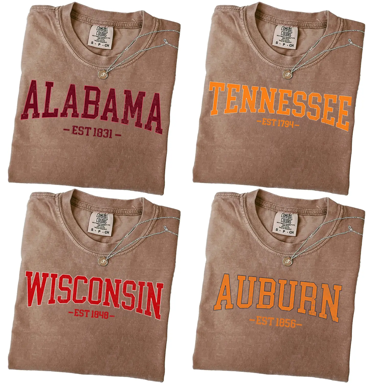 Comfort Colors Espresso Vintage Varsity T-Shirt – Distressed College Athletic Tee, Unisex Classic Fit Cotton Shirt, Retro Campus Style, Gift Idea