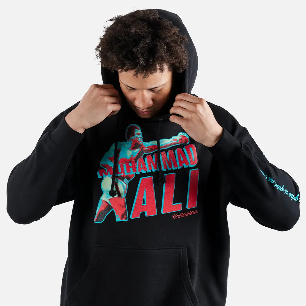 Contenders Clothing Officially Licensed Muhammad Ali Unisex Slim Fit Heavyweight Cotton-Polyester Fleece Hoodie, Menswear Long Sleeve Pullover Top, Casual Sweatshirts Tops Hoodie/Jumper, Stitch, Long Sleeves, Pullover Hoodie