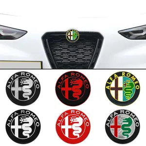 2Pcs 74mm Aluminum Car Hood Front Emblem Rear Trunk Badge Logo For Alfa Romeo Giulia Stelvio Giulietta 159 156 147 4C Mito GT Sportiva Tonale Brera Auto Styling Accessories Automobile Decals