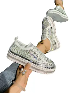 Full Rhinestone Sparkle Soft Sole Breathable Comfort Women's Shoes, Perfect for Daily Dates Parties, Versatile Casual Footwear