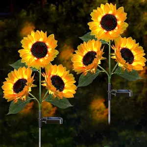 Solar Sunflower LED Garden Lights, Bright Floral Decor, Ip44 Protection, Durable Abs Material, Spring Decoration for Yard, Lawn, Patio, Solar Landscape Lights