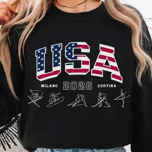 Milano Cortina 2026 Winter Games Sweatshirt, Usa Team Sports Gift For Sports Fan, Skiing Snowboarding Ice Hockey Figure Skating Speed Skating