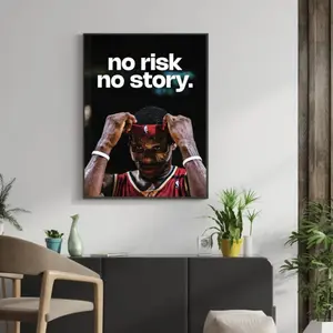 [SALE UP TO 50% - UNFRAMED] No Risk No Story Poster – Motivational LeBron James Wall Art, Gym & Office Decor