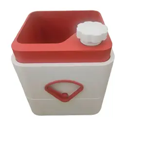 Self Watering Pot - Red and White Design with Unique Handle and Flower Cap Feature