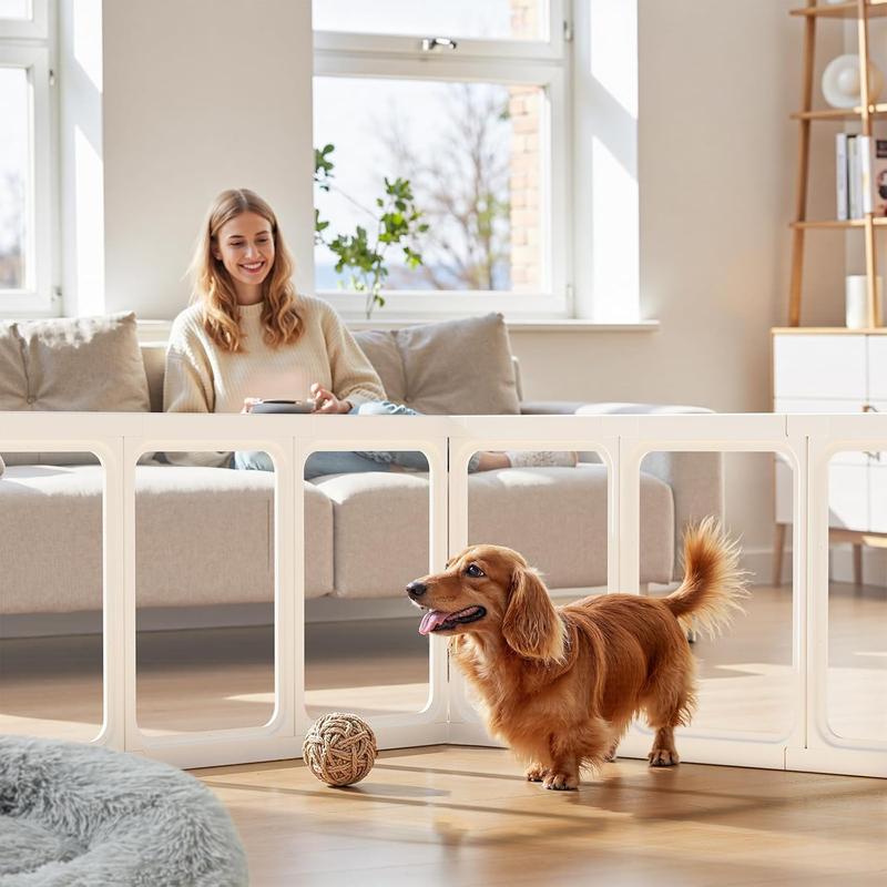 Gardner Pet Clear Acrylic Dog Playpen Planes Transparent Indoor Fence Sturdy Pet Pen for Puppy Small Dog Rabbit Pig Easy Assemble Cleaning Plastic Whelping Box Enclosure