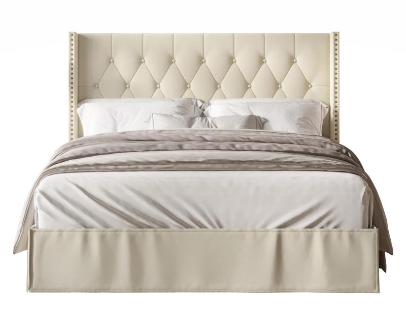 Favorer Billy Tufted Upholstered Platform Bed - Wingback or Non-Wingback, Available in Multiple Sizes, Classic Design