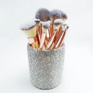Professional Brush Set for Women Viral Bling Rhinestone Makeup Kit 23pcs Sparkling Glitter Brushes Eyelash Curler Hairband Pink Red Silver Beauty Tools for Daily Glam Looks Anti Dandruf luxurious series  protip beauty tool kit Blending Eye Makeup Brush Ny