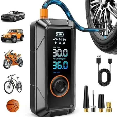 Cordless Portable Tire Inflator, 150PSI Automotive Air Compressor with Digital Pressure Gauge and Auto Shut-Off Function for Car Tires