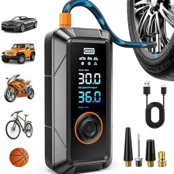 Cordless Portable Tire Inflator, 150PSI Automotive Air Compressor with Digital Pressure Gauge and Auto Shut-Off Function for Car Tires