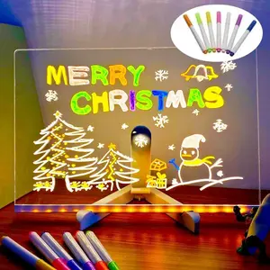 LED Drawing Board, Colorful LED Memo Board, Glow Acrylic Message Board, 30.48cm X 20.32cm, Erasable DIY Transparent Board, Christmas Gift