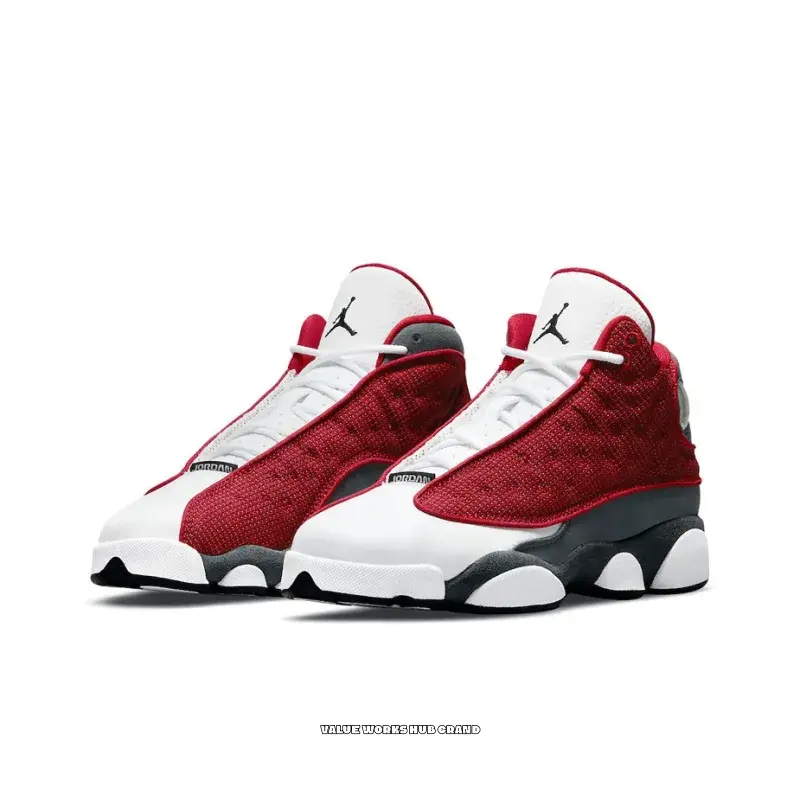 Red, White, and Grey High-Top Retro Basketball Shoes, Reflective Mesh and Tumbled Leather Upper Red, White, and Grey High-Top Retro Basketball Shoes, Reflective Mesh and Tumbled Leather Upper