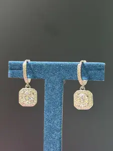 925 Sterling Silver Moissanite Hoop Earrings - VVS1 D Color Sparkling Gemstone Hoops