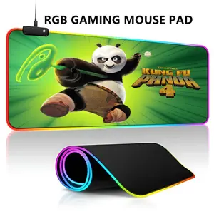 Anime K-Kung F-Fu Panda Mouse Pad RGB LED Light Gaming Mousepad Waterproof Large Gamer Mouse Carpet Big Mause Keyboard Pad PC Desk Play Mat with Backlit
