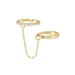 Women's 18K Gold Plated Chain Drop Ring Set, Adjustable Dainty Ring Set with Simulated Diamonds, Trendy Fashion Jewelry