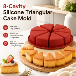 1pc Silicone Triangle Cake Mold - Non-stick, 8-hole Baking Pan, Suitable For Brownies, Muffins, Cupcakes, Etc.- Perfect For Weddings, Holidays, And Daily Baking