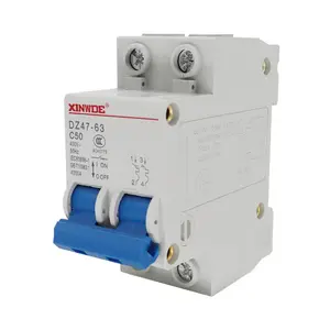 Miniature Circuit Breaker Low-Voltage DZ47-63 2 Pole 50A 400V DIN Rail Mount C50