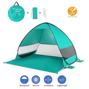 Pop Up Beach Tent, Easy Set Up Beach Umbrella, Sun Shelter for 2-3 People UV Protection Portable Sunshade, Baby Canopy Cabana, Lightweight with Carry Bag