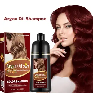 Dark Wine Red Hair Coloring Shampoo with Argan Oil for Gray Hair - Burgundy Dye for Men & Women, 3-in-1 Formula, Easy to Use, Haircare shampoo-herbal ingredient