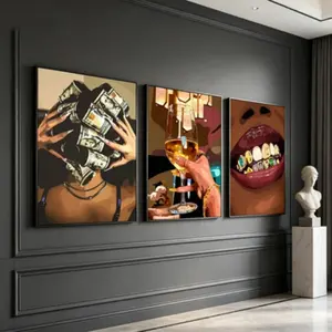 3 count wooden frame canvas, luxury female figure poster, Fashion female decorative art, exquisite mural, fashion bedroom decoration, Modern home Decoration, living room and corridor wall Decoration, HD, waterproof, art, Mother's Day Father's Day Gifts