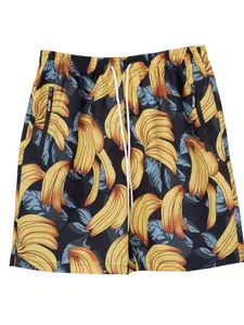 Summer Banana Print Beach Shorts for Men, Loose Fit Casual Quick-Dry Vacation Five-Quarter Pants, Comfortable and Stylish