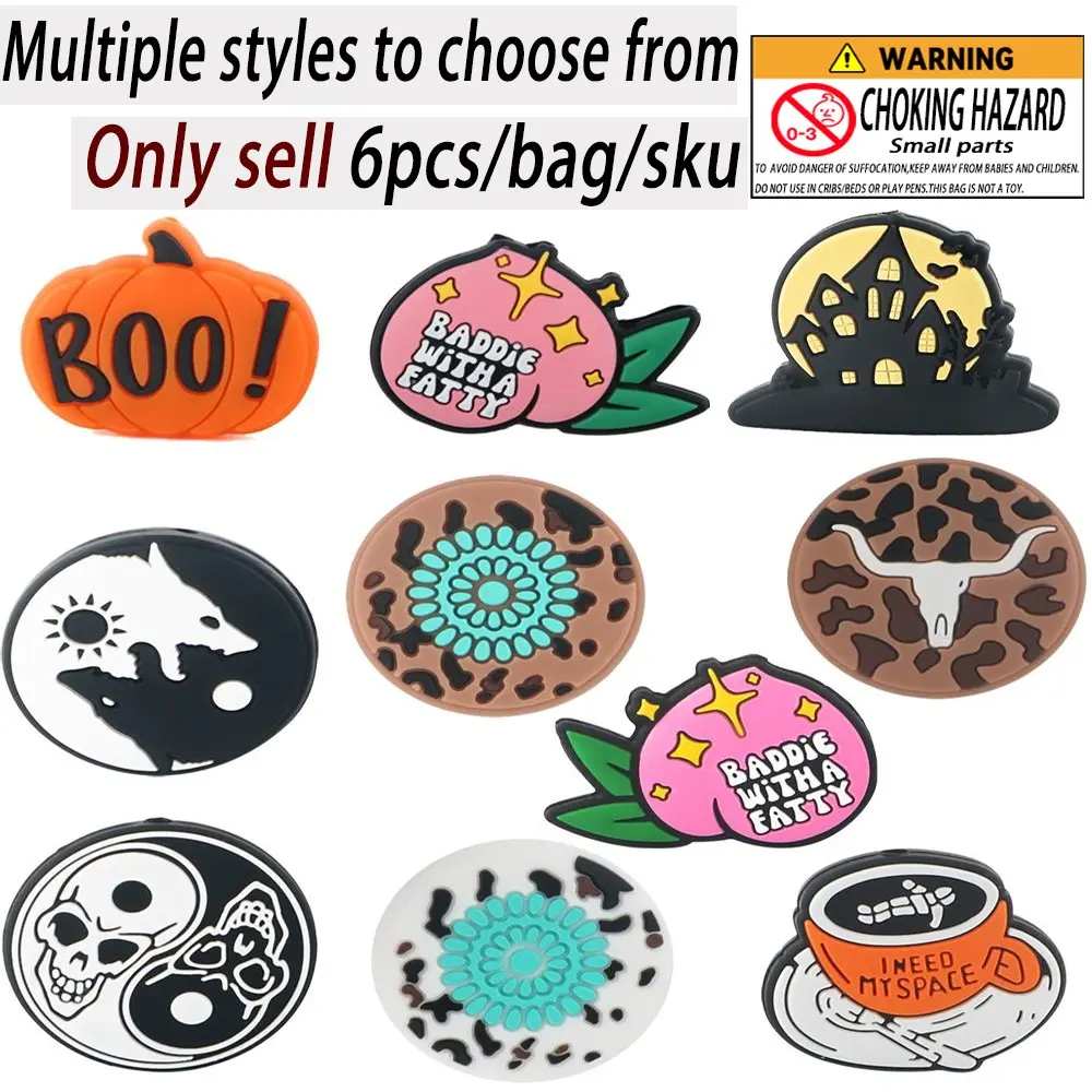 Silicone Beads, 6 Counts/set Cute Pumpkin & Peach & Coffee Cup & Castle Design Beads, DIY Jewelry Making Accessories for Bracelet & Necklace, Diy Beading Accessories