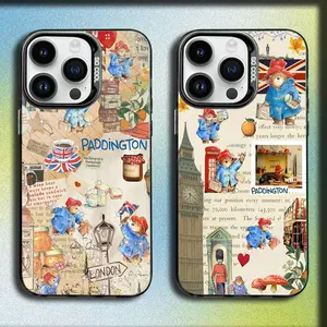 Cartoon Lodon Bear P-Paddington Phone Case For iPhone 17,16,15,14,13,12,11,Mini,Pro,E,MAX Gray Matte Silicone Black Cover