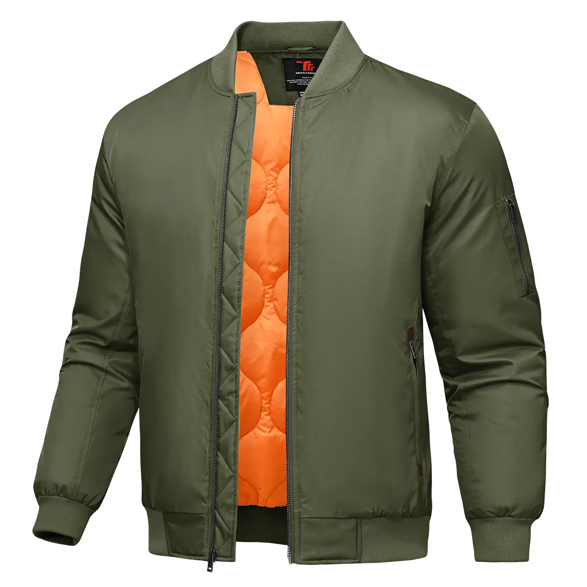 GOPUNE Men's Bomber Jacket Fall Winter Warm Windbreaker Padded Coats Casual Full Zip Stylish Glossy Varsity