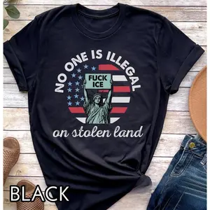 100% Cotton No one is illegal on stolen land T-Shirt, Fck ICE shirt, Anti Maga shirt, anti ICE, human rights shirt, abolish ice tshirt, pro immigration Tee
