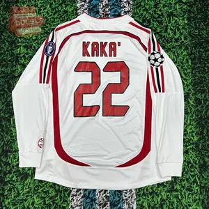 2006 2007 AC Away Retro White No.22 Kaka Long Sleeved Soccer Jersey