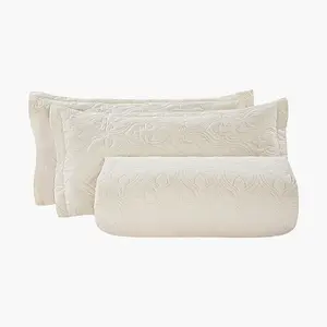【DealsForYouDays】VEVOR King Quilt Set,  , 3-Piece Lightweight Comforter, Cotton King Size Quilt Bedding Set, Beige Bedspreads with 1 Quilt and 2 Pillow Shams, Lightweight Bedspread Coverlet Bedding Set, for All Season
