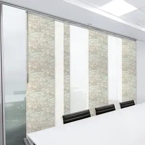 7-Panel Single Rail Panel Track Extendable 110"-153"W x 91.4"H, Panel width 23.5", Winter, Abelia