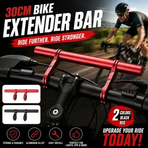 30cm Bicycle Handlebar Extended Bracket MTB Headlight Mount Extented Bar Road Mountain Bike Handlebar Extender Rack Parts