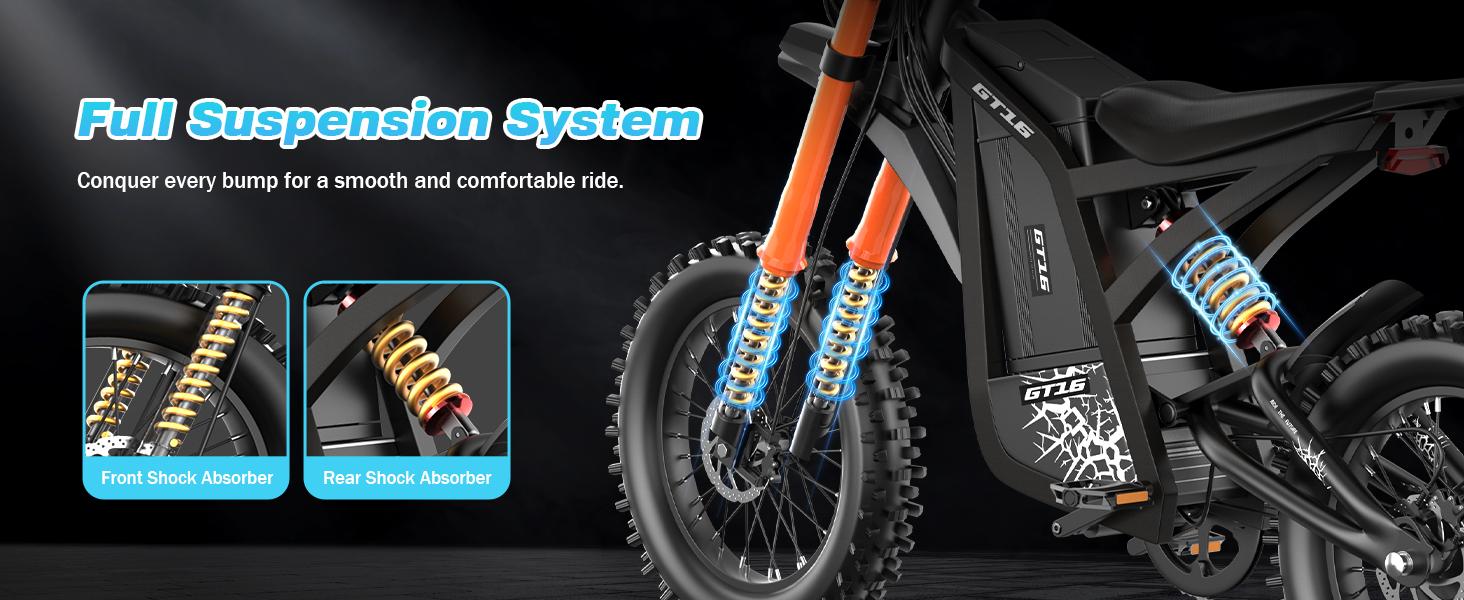 Electric Dirt Bike for Adults, 2500W Peak Motor, 40 MPH Top Speed, 60V 30Ah Battery, 100 mi Range, NFC Keyless Unlock, Dual Hydraulic Brakes, Full Suspension