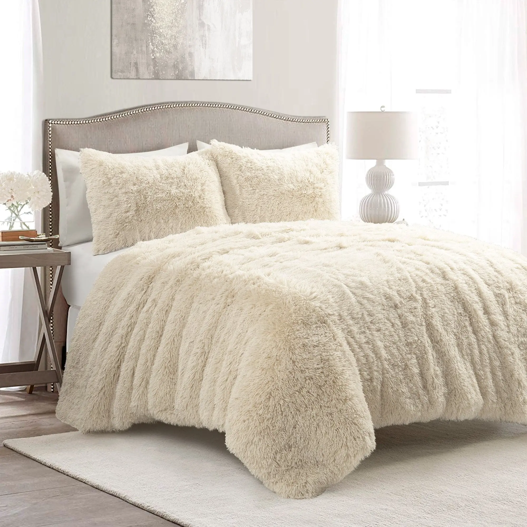 Lush Decor Emma Faux Fur Comforter Set 2 Piece Set for Twin XL, 3-Piece Set for Full/Queen & King, OEKO-TEX Certified, Soft and Cozy Fabric Lush Decor Emma Faux Fur Comforter Set 2 Piece Set for Twin XL, 3-Piece Set for Full/Queen & King, OEKO-TEX Certified, Soft and Cozy Fabric
