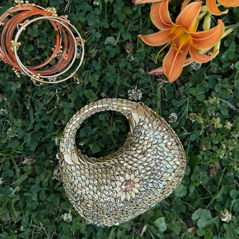 Kundan Clutch, Handcrafted Embellished clutch for any event
