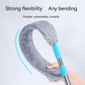 Retractable Gap Dust Cleaner Under Appliance Microfiber Duster Dust Brush with Extension Pole (36 to 49 inches) Cleaning Duster for Bed High Ceilings Furniture Bottom Household Gap Duster Gray