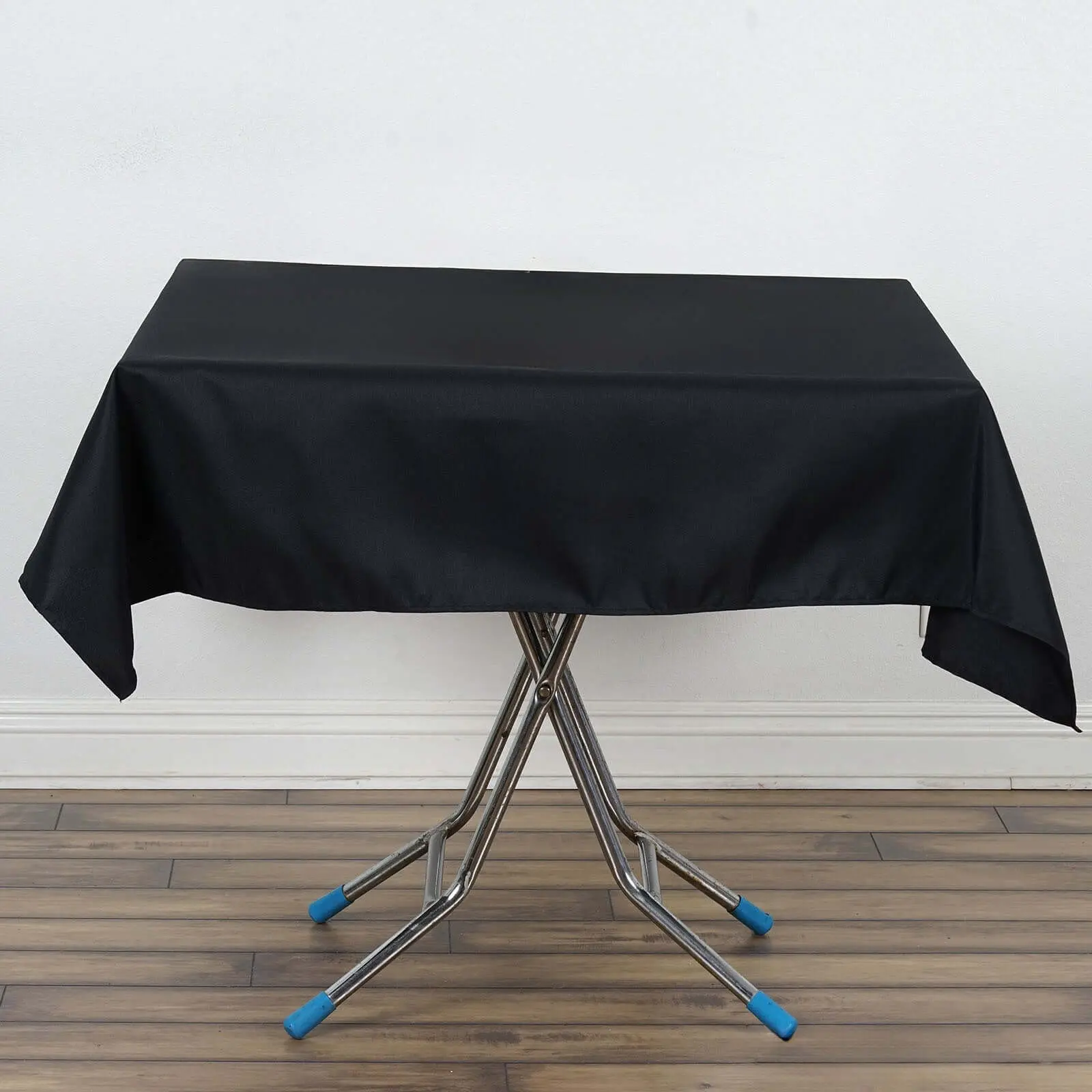 Premium Polyester Square Tablecloth, 54"x54" Black - 220GSM Wrinkle-Resistant, Durable, Washable Table Cover for Weddings, Parties