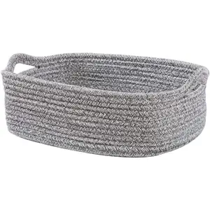 Braided Cotton Rope Storage Basket, Cube Changing Table Closet Towel Organizer, Baby Crib, Puppy Cat Toy Box, Empty Gift Basket (14.5" x 11" x 5") Woven Hyacinth Storage Basket Set Linen laundry basket house organizers