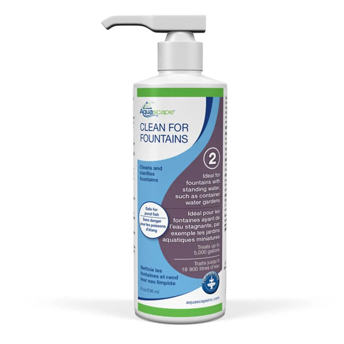 Aquascape Fountain Cleaner - 8 oz, Easy-to-Use Pump Top (100 gal per Pump), Effective Cleaner, Water Clarifier, Foam Eliminator, 100 Gallons Per Pump