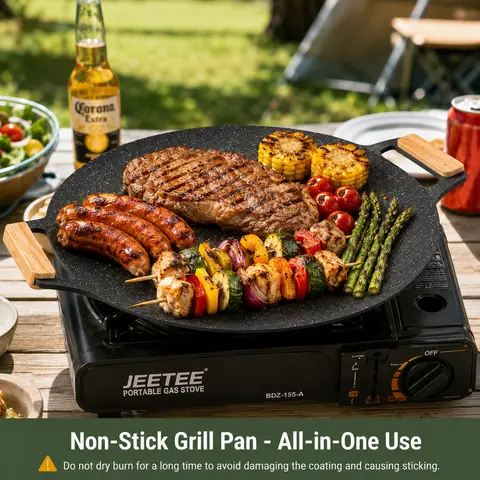 Grill Pan Non Stick Pan Barbecue Plate BBQ Portable Grill,Camping Korea Griddle Grill Pan Outdoor Camping BBQ Stove Roasting Grill Plate Kitchenware Nonstick Cookware