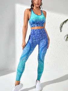 Womens 2 Piece Workout Sets Tie-dye Strappy Sports Bra Scrunch Butt Lifting High Waist Leggings Gym Set Breathable Activewear Gym Outfits